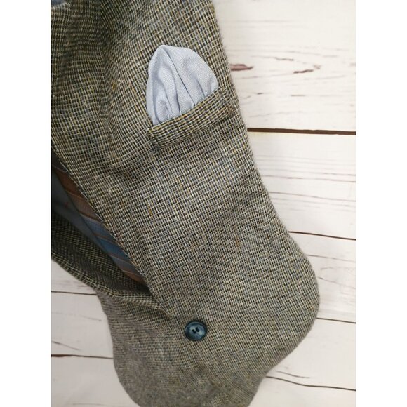 Mens Suit-Themed Christmas Stocking With Tie & Pocket Square Tweed & Blue Fabric - Picture 3 of 6
